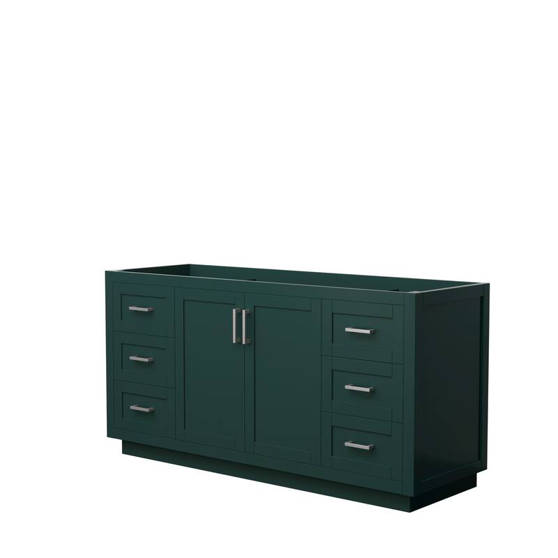 Miranda Single Bathroom Vanity Cabinet, No Mirror - 66-Inch Single - Green, Brushed Nickel Trim, No Top