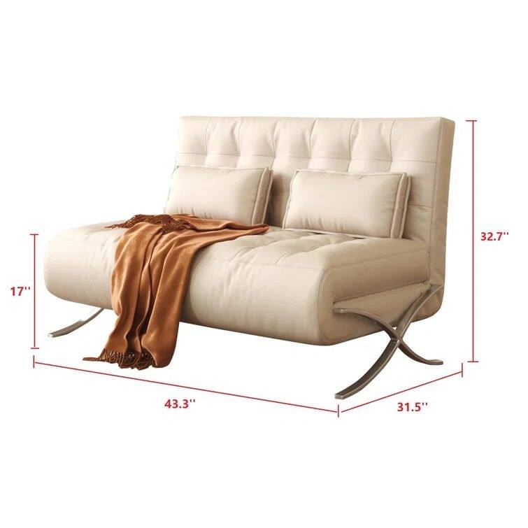 JASIWAY 43.3'' Vegan Leather Sofa Bed with Metal Leg