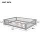 Twin/Full/Queen size Floor Platform Bed with Fence and Door for Kids, Toddlers