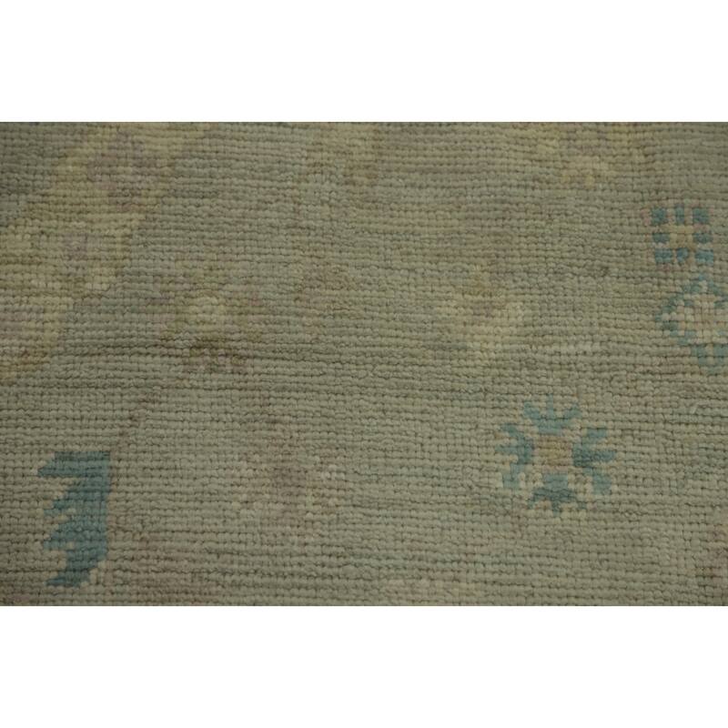 Vegetable Dye Wool Oushak Turkish Area Rug Floral Geometric - 12' 1'' X 8' 9''