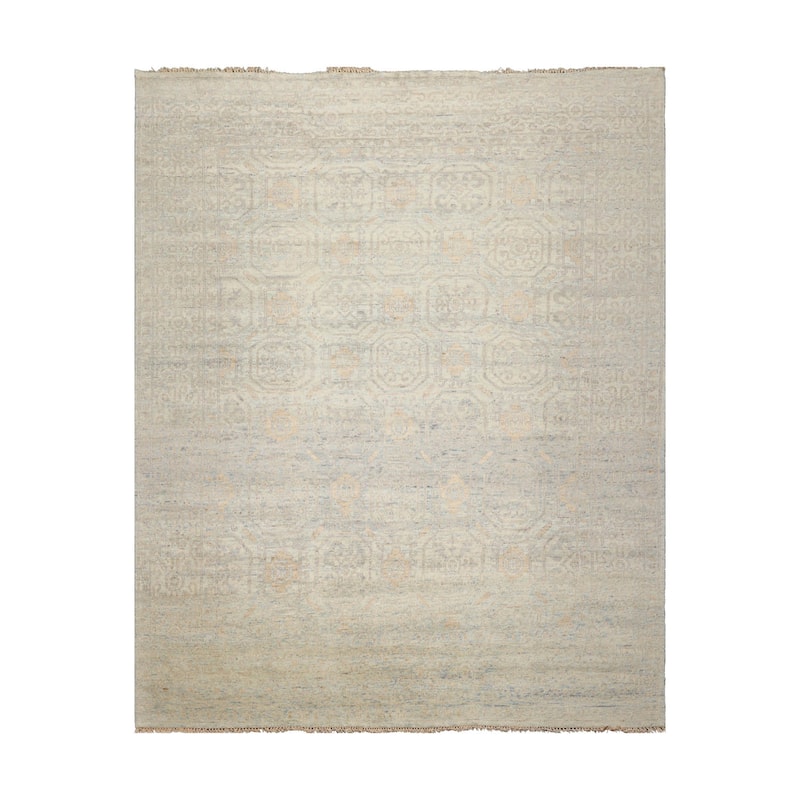 LoomBloom Gray Hand Knotted Oushak Wool Oriental Transitional Area Rug - 7' 10'' x 9' 10''