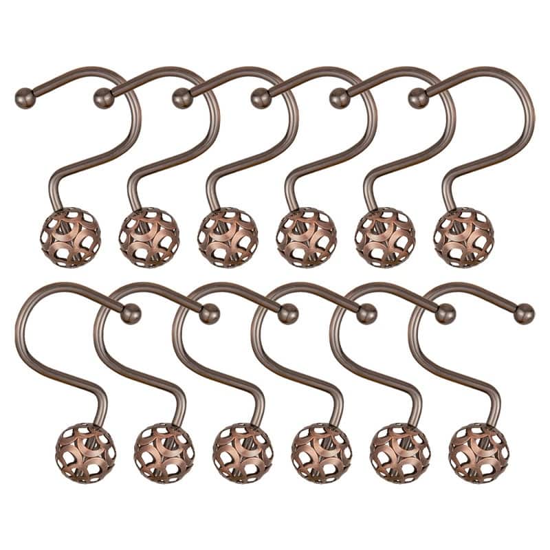 Utopia Alley Shower Rings, Hollow Ball Shower Curtain Hooks for Bathroom, Rust Resistant Shower Curtain Hooks Rings, Set of 12