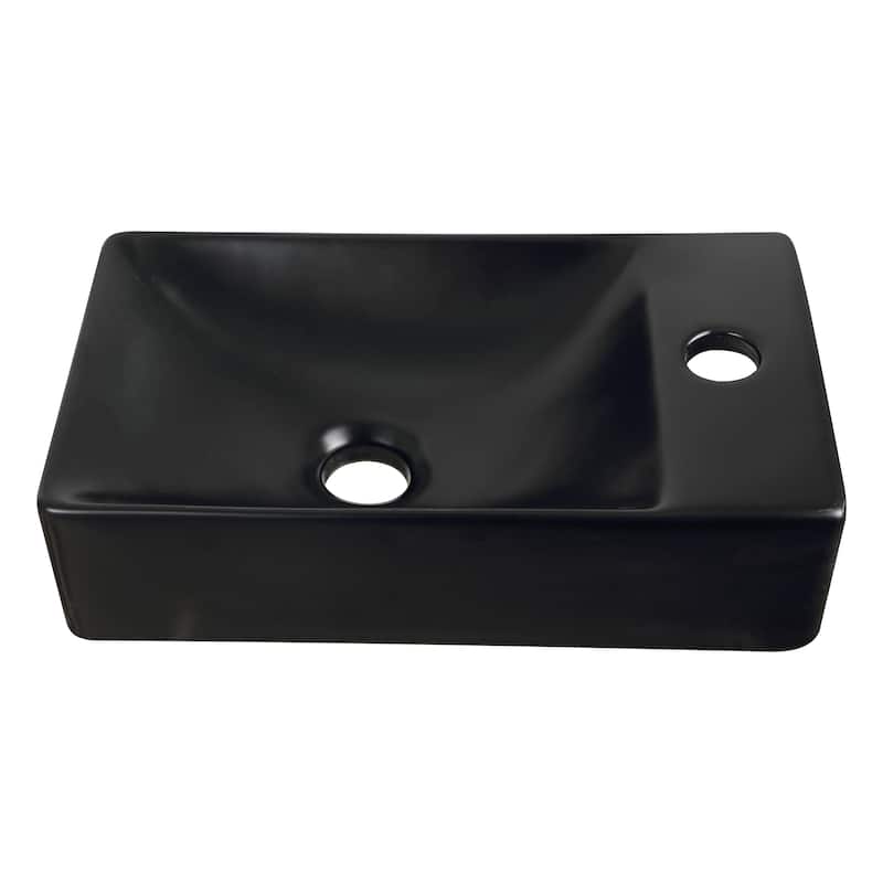Felix Modern Wall Mounted Rectangular Ceramic Mini Sink, By JONATHAN Y - Matte Black