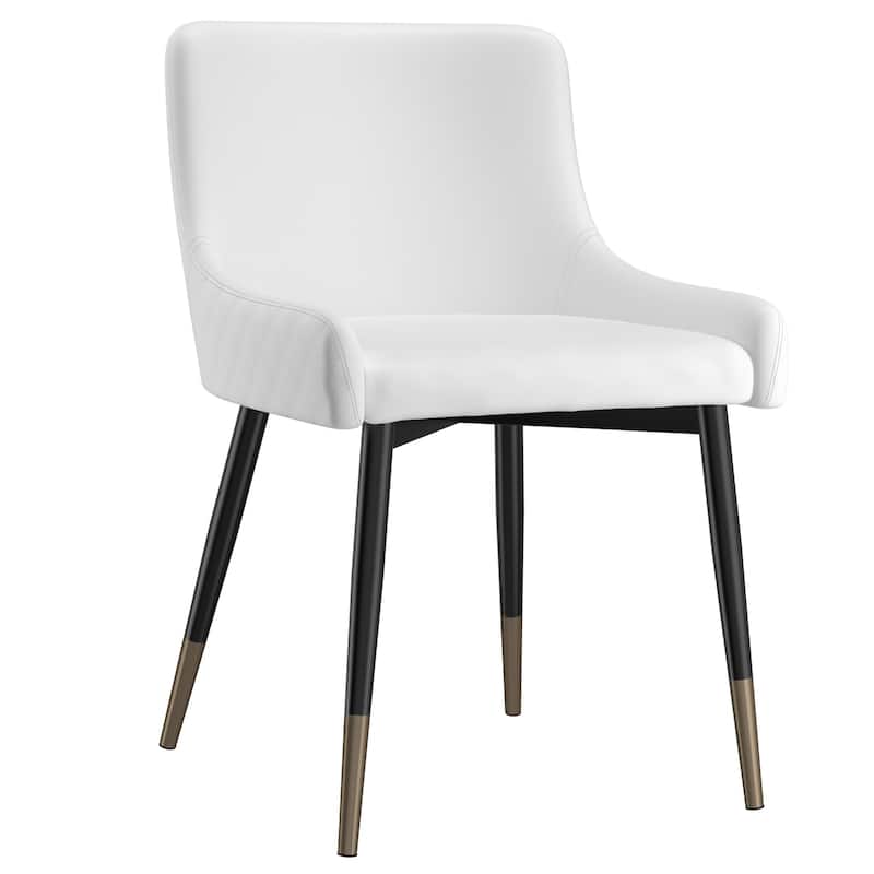 Modern Faux Leather and Metal Dining Chair, Set of 4 - Black - White
