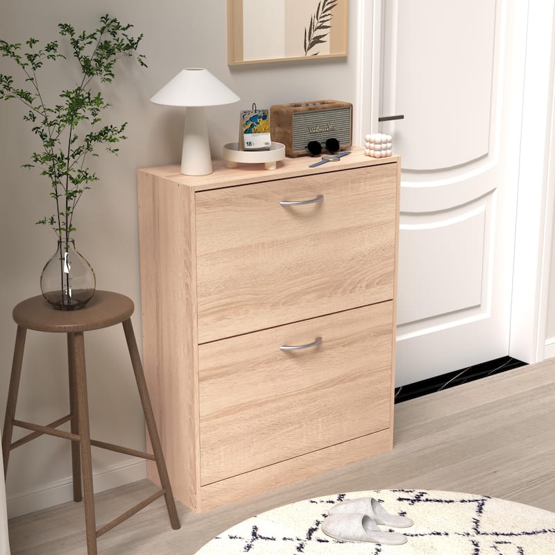 Wooden Shoe Storage Cabinet with 3 Flip Doors, Spacious Storage, and Durable Construction for Entryway or Mudroom Organizer