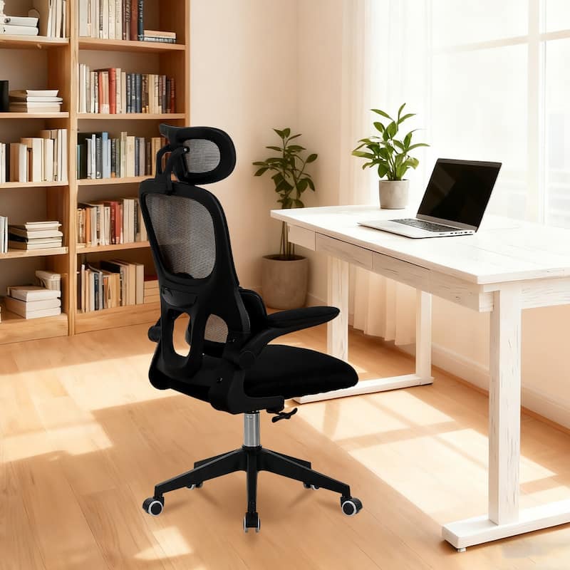 High Back Ergonomic Office Chair, Big and Tall Mesh Desk Chair, 3D Adjustable Headrest Office Chair - Black