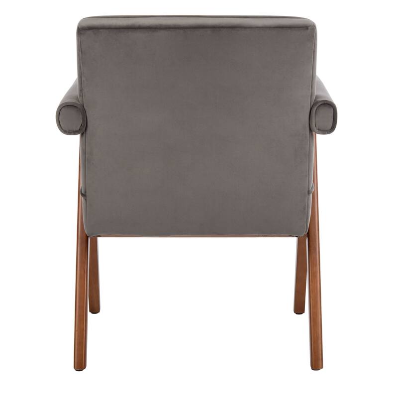 SAFAVIEH Arie Mid-Century Walnut Wood Arm Chair - 23.2" Wx 24" L x 29.9" H - 23Wx24Dx30H
