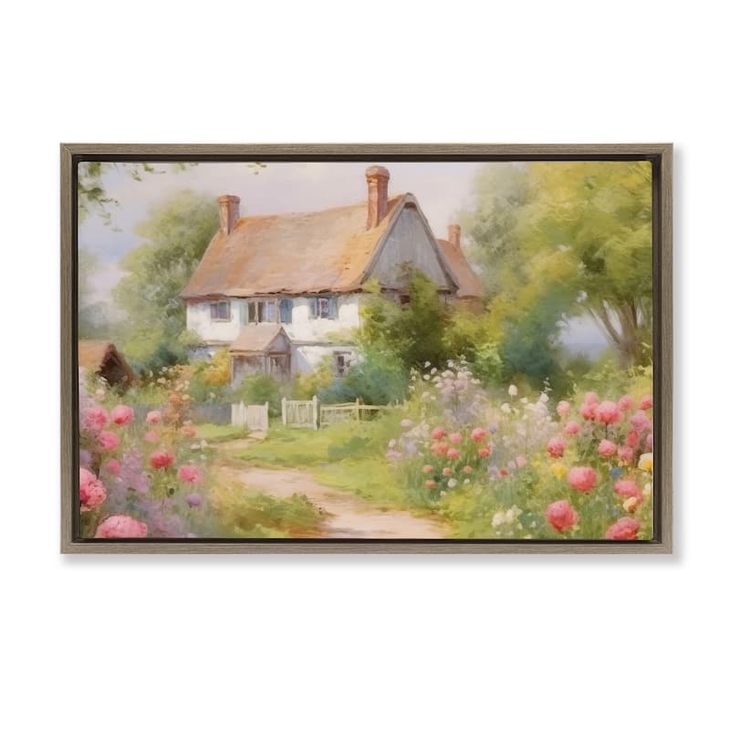 Stupell Nature Filled Cottage Garden Framed Floater Canvas Wall Art Design By Nini Art - 25 x 17 - Brown