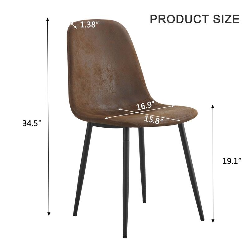 Set of 4 Modern Medieval Style Dining Chairs, Equipped with Soft Cushions and Black Metal Legs