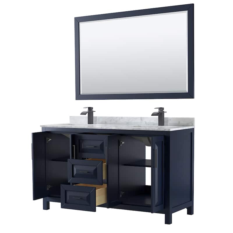 Daria 60-inch Double Vanity, Marble Top, 58-inch Mirror
