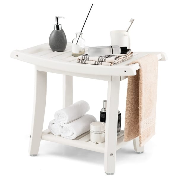 Gymax 2tier Shower Bench Waterproof Spa Bath Shower Stool Heavy Duty