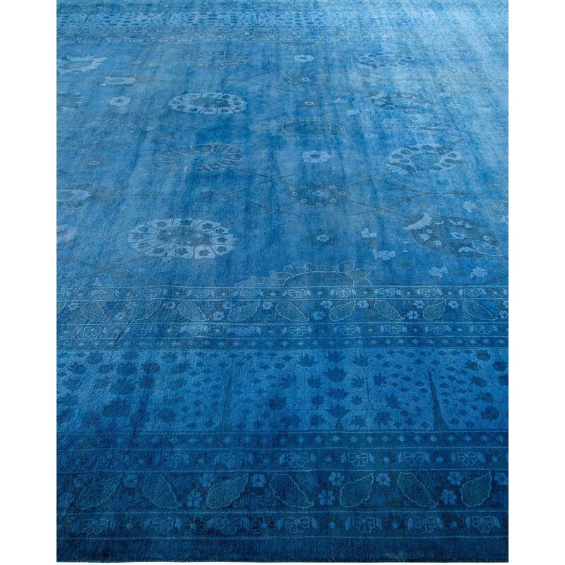 Overton Hand Knotted Wool Vintage Inspired Modern Contemporary Overdyed Purple Area Rug - 9' 3" x 12' 2"