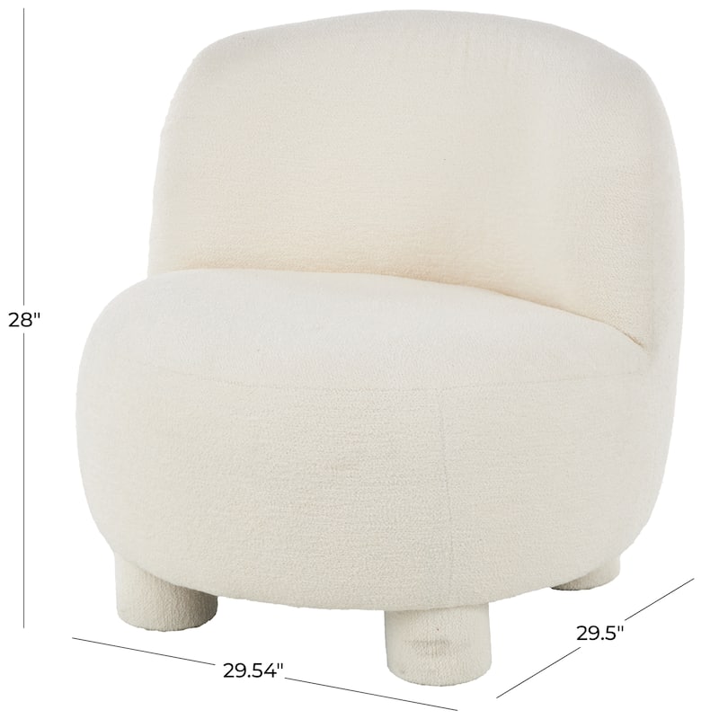 Polyester Rounded Barrel Accent Chair - Cream - Roche River Decor - 30"W x 30"L x 28"H