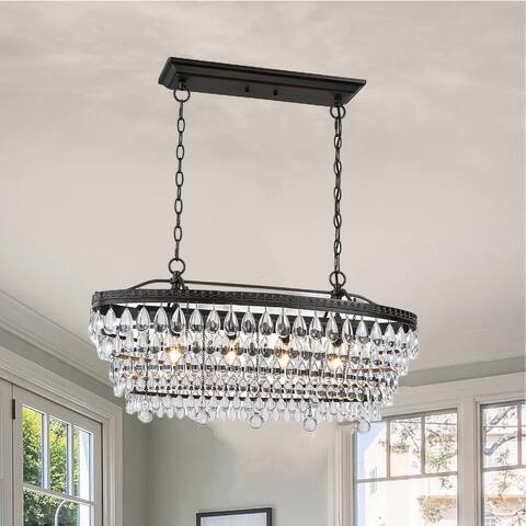 4 - Light Crystal Dimmable Tiered Chandelier - N/A