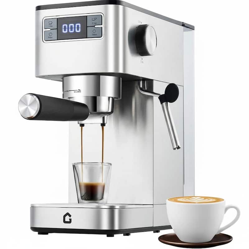 20 Bar Espresso Machine, with Removable Water Tank - Silver