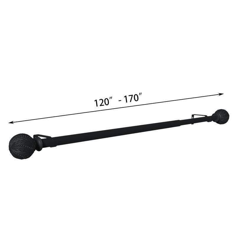 Adjustable Black Single Curtain Rod with Final Set for Window