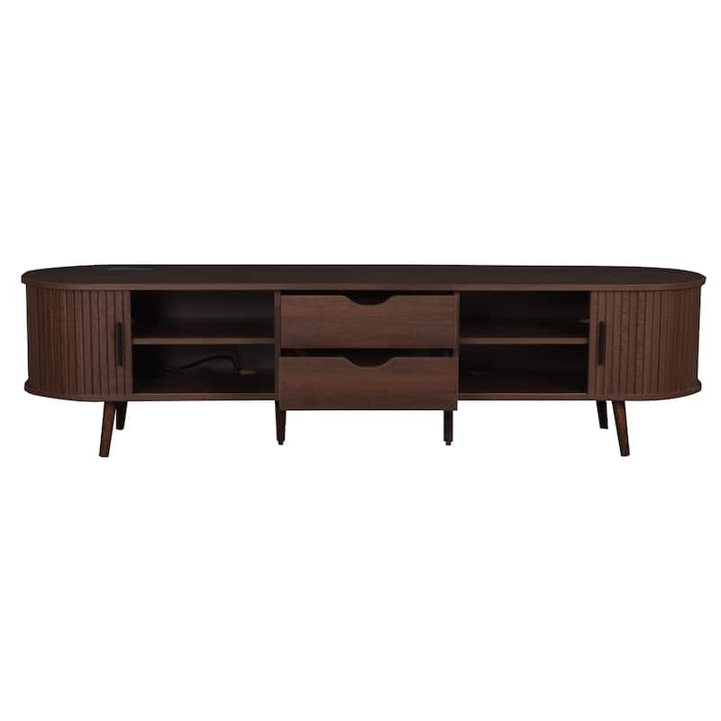 70 Inch TV Stand with Storage Drawers and Integrated Power Panel