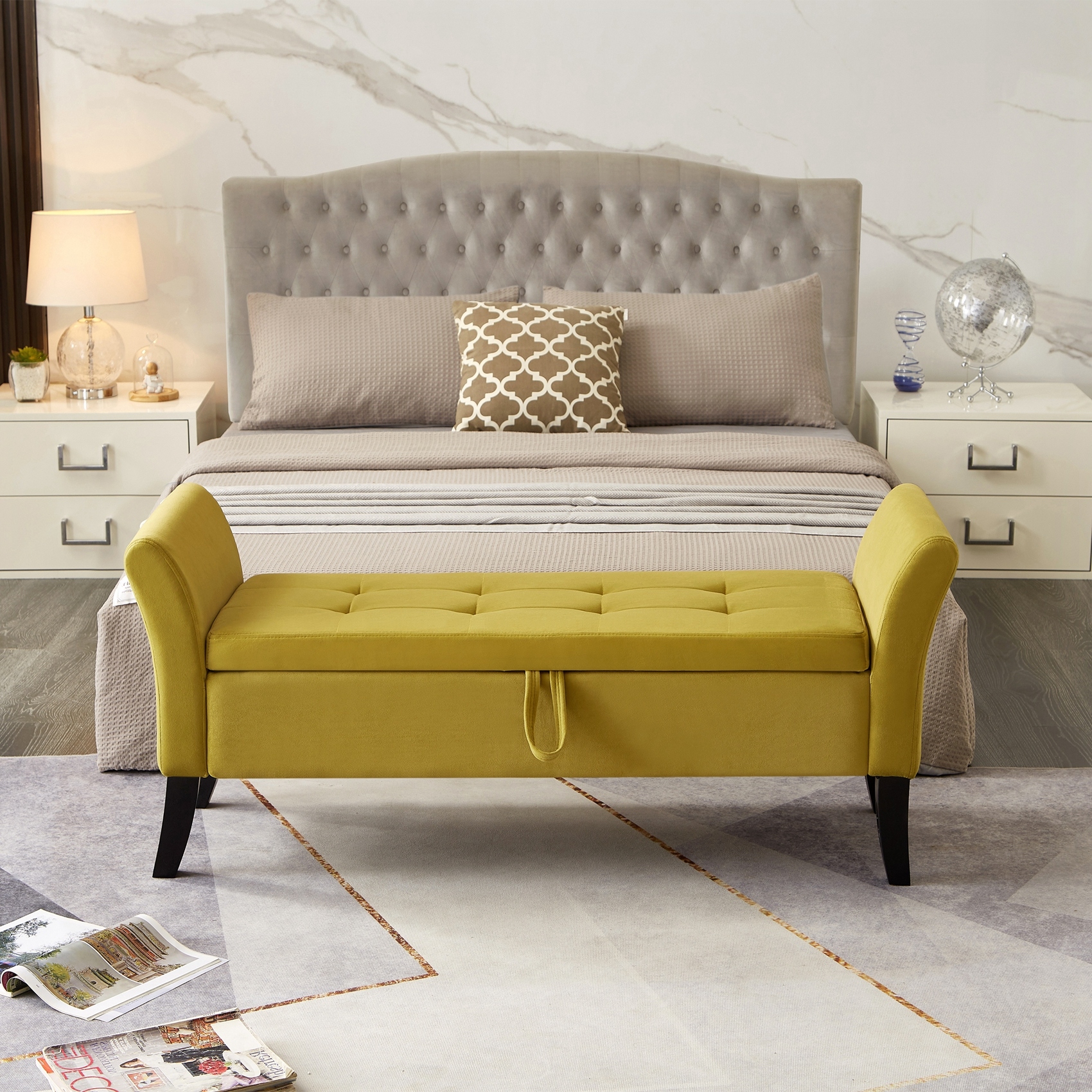Yellow bed bench sales