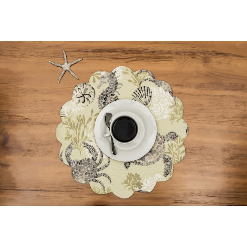 Cannon Beach Round Placemats Set of 6, 17" - IVory