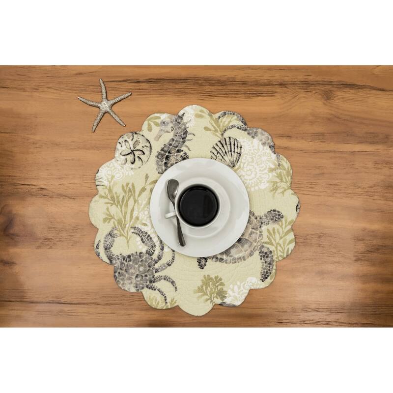 Cannon Beach Round Quilted Placemat Set 6