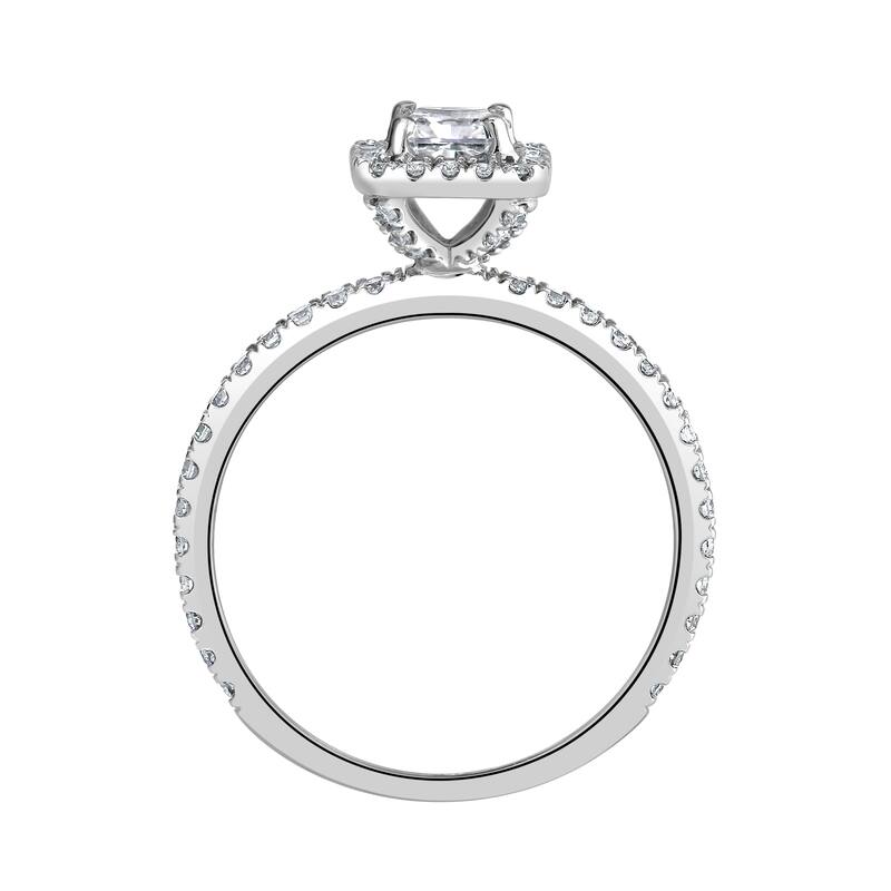 Auriya 14k-White Gold Lab Grown Halo-Square Radiant Diamond Engagement Ring 1.00 ct. tw. (E-F VS)