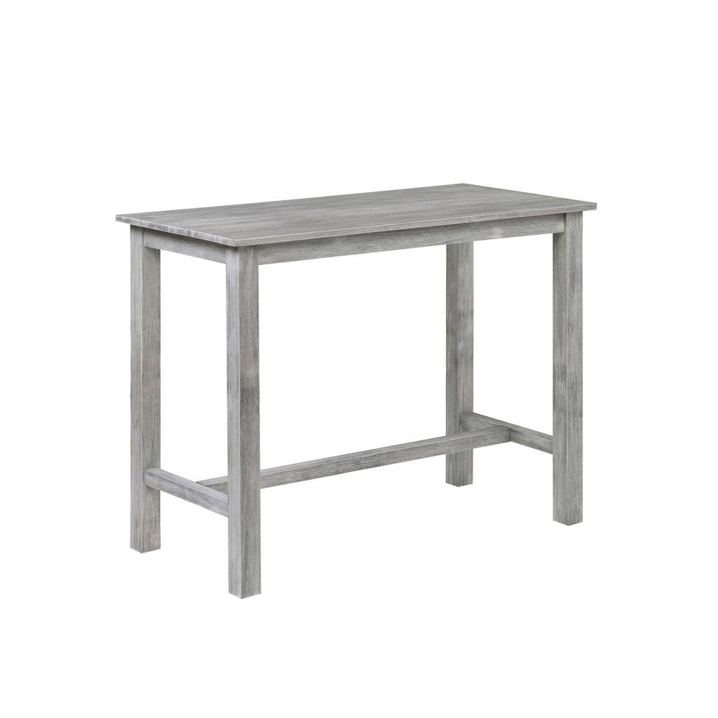 Rustic Rectangular Wooden Pub Table with Block legs, Gray