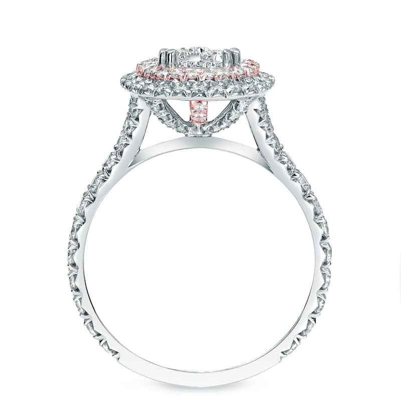 Auriya 14k Gold 1 1/2ctw Round Double Halo Diamond Engagement Ring Two-tone Gold