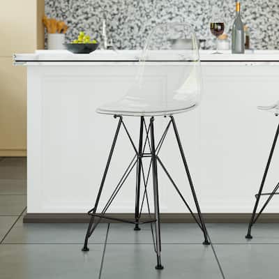 ABS Resin Barstool with Black Steel Base Cresco Series by LeisureMod