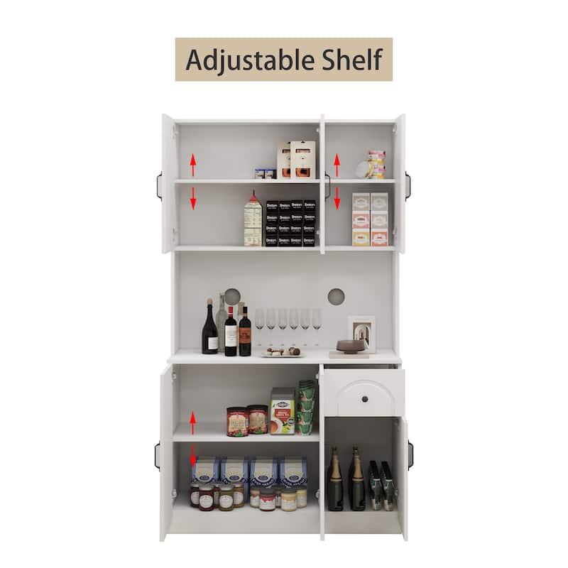Tall Storage Cabinet White Pantry Cabinet Sideboard wMicrowave Stand