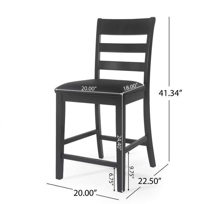Farmhouse Upholstered Wood Counter Stools (Set of 2)