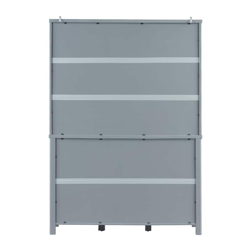 75" Farmhouse Kitchen Pantry Cabinet with Door Shelves, Large Freestanding Cupboard with Pull-Out Trays