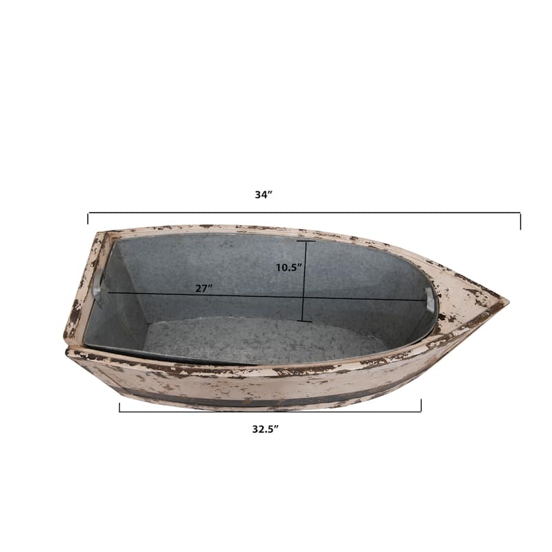 Decorative Wood Boat with Tin Insert