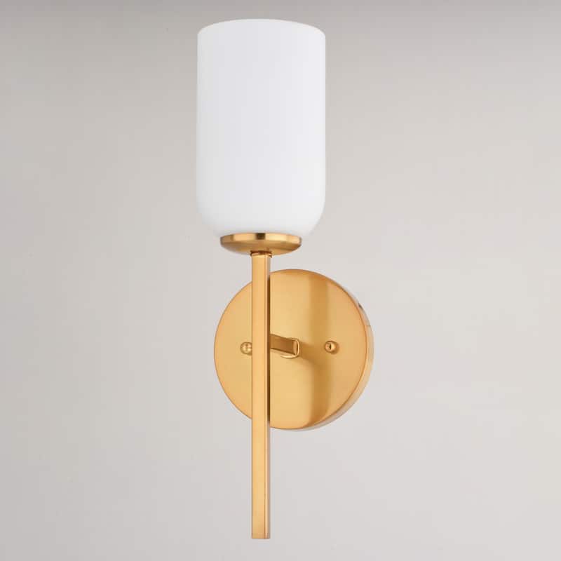 Shelby Gold Brass Transitional Bathroom Vanity Light Fixture White Glass