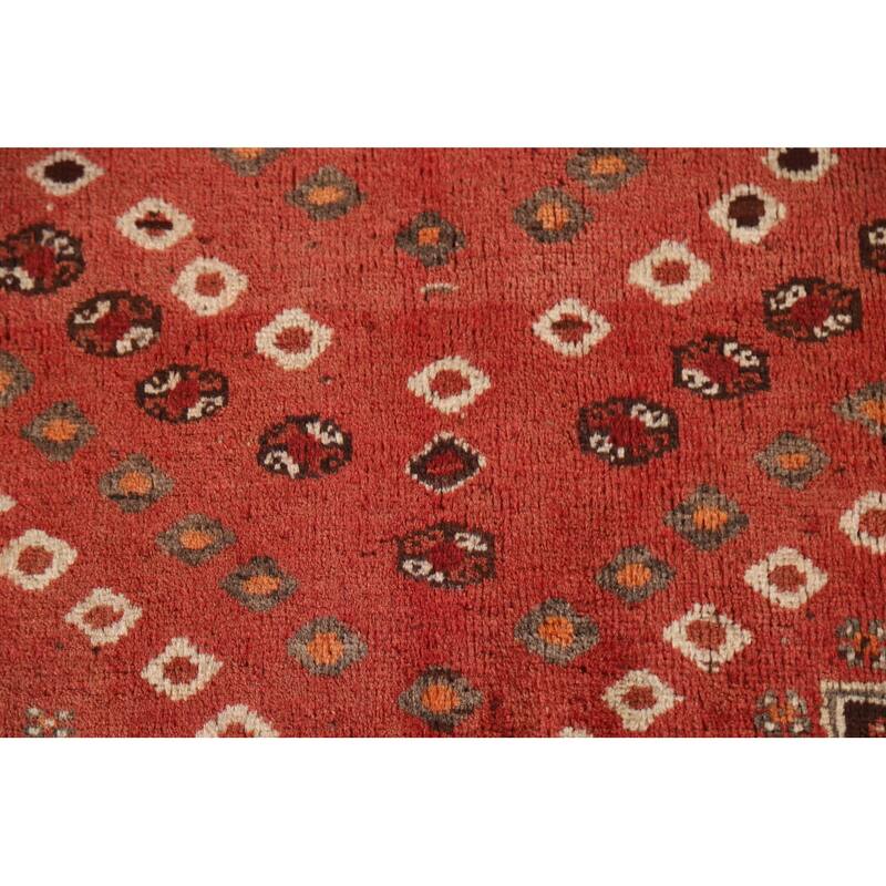 Tribal Orange Shiraz Persian Vintage Rug Handmade Wool Carpet - 4'11"x 7'9"