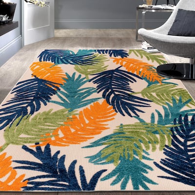 World Rug Gallery Tropical Floral Modern Indoor/Outdoor Area Rug