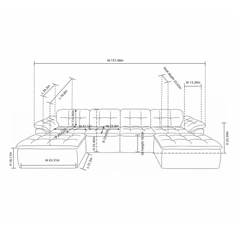 Modular Convertible Cushioned Sleeper Sofa Set