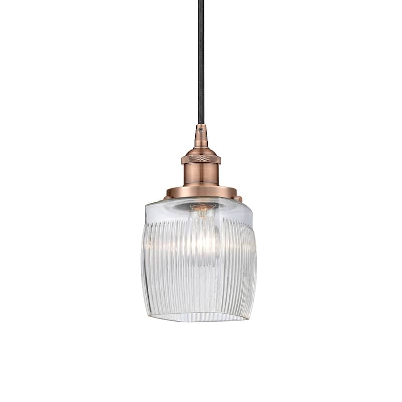 Innovations Lighting 616-1PH-10-6 Colton Pendant Colton 6" Wide Mini - Antique Copper / Clear Halophane