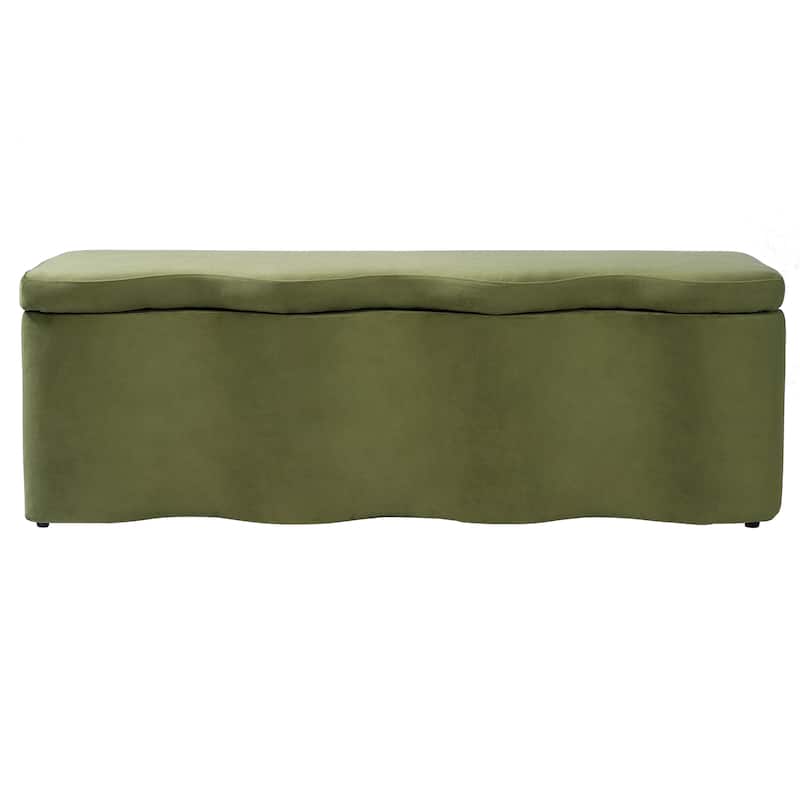Christopher Knight Home - Curve Modern Upholstered Storage Ottoman with Curved Wave Design