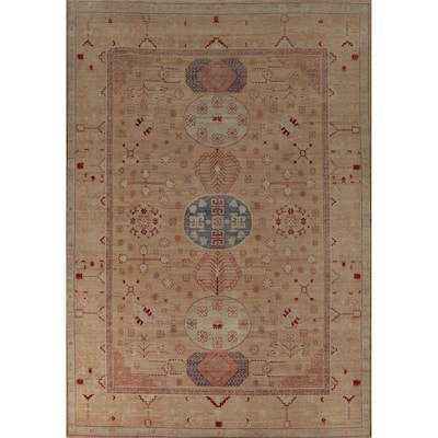 Vegetable Dye Brown Oushak Turkish Rug Handmade Wool Carpet - 8'11" x 11'11"