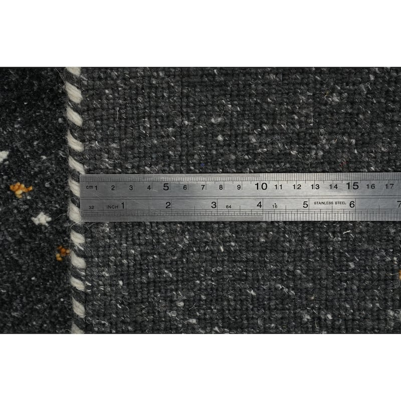 Hand Knotted Oriental 100% Wool Carpet Tribal Animal Pictorial Greys & Charcoal Gabbeh Area Rug - 8' 0'' X 8' 3''