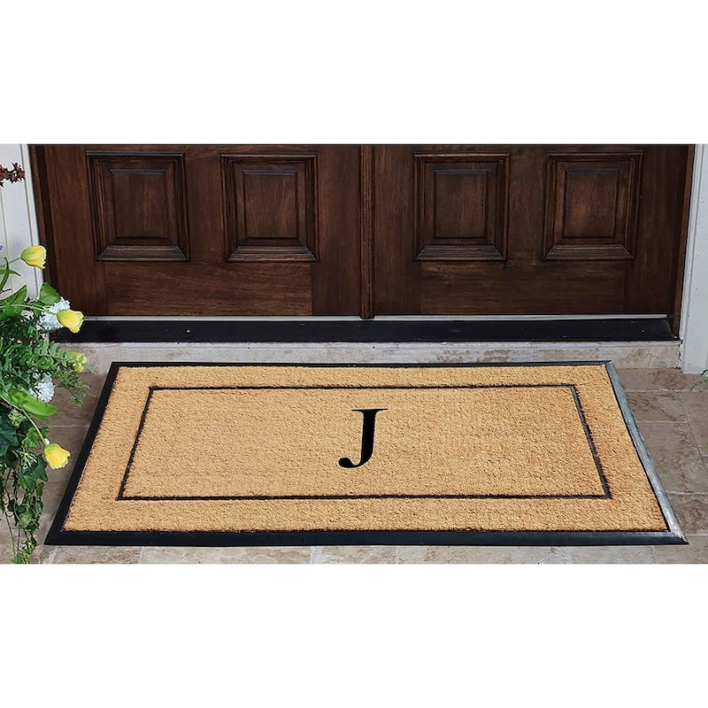 A1HC Natural Coir & Rubber Large Monogrammed Door Mat 30"x60"