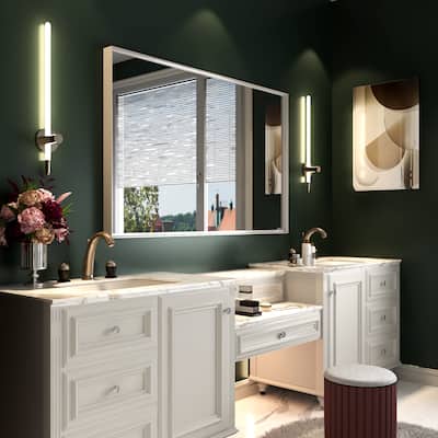 Modern White Beveled Bathroom Vanity Mirror, 40x30 Inch, Rectangular Wall Mirror for Horizontal or Vertical Mounting