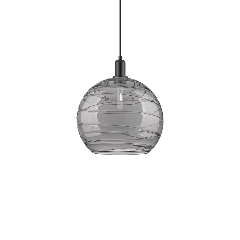 Innovations Lighting 716-1P-16-14 Athens Deco Swirl Pendant Athens - Matte Black / Light Smoke Deco Swirl
