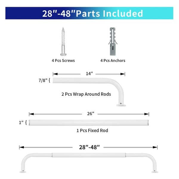 dimension image slide 9 of 25, Energy-saving Wraparound Adjustable French Blackout Curtain Rod Set