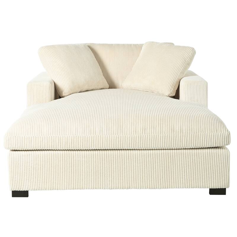 53.5" Oversized Chaise Lounge Chair, Upholstered Fabric Single Sofa Chair with rmrests&Solid Wood Legs for Living Room, Office