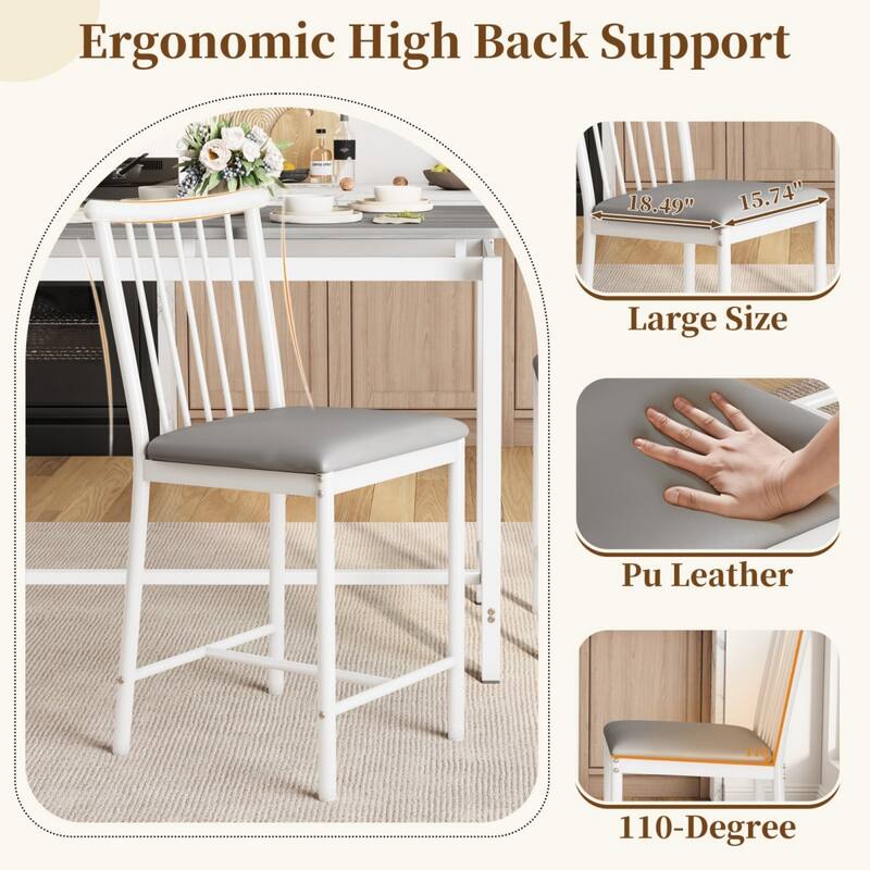 5-Piece Rectangular Dining Table Set with 4 Upholstered Chairs