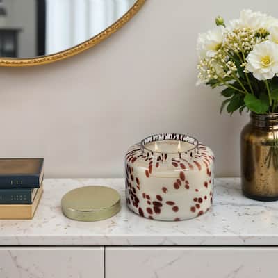 Glass Wax Decorative Candle Jar with Metal Lid Contemporary Accent - 7" x 7" x 6"