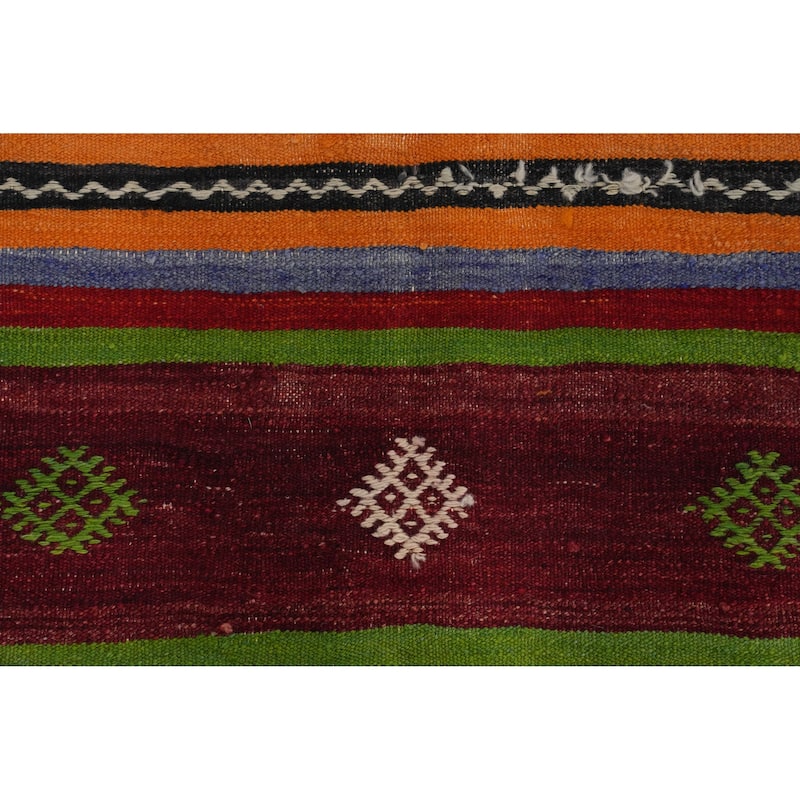 Hand Woven Oriental 100% Wool Carpet Southwestern Tribal Red Kilim Area Rug - 9' 11'' X 5' 4''