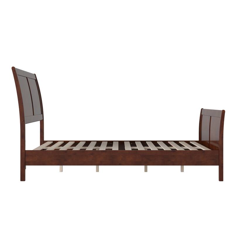 Valencia Solid Wood Low Profile Sleigh Platform Bed with Matching Footboard