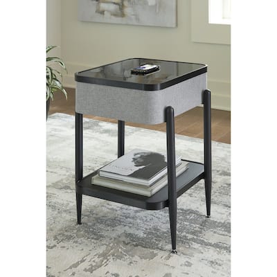 Ashley Furniture Jorvalee Gray/Black Bluetooth Enabled Accent Table with Charging Station - 16"W x 20"D x 24"H